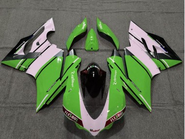 Best 2015-2020 Ducati 959 1299 Motorcycle Fairings - White Green Glossy Black Unibat Flex-Box OEM Style
