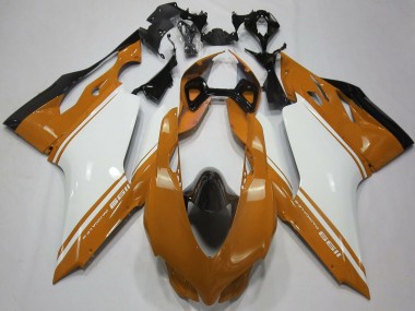 Best 2011-2014 Ducati 1199 Motorcycle Fairings - Brown White Black