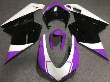 Best 2007-2014 Ducati 848 1098 1198 Motorcycle Fairings - White Purple Glossy Black