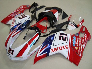 Best 2007-2014 Ducati 1098 Motorcycle Fairings - White Red Black Blue Star Xerox 21