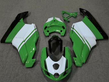 Best 2003-2004 Ducati 749 999 Motorcycle Fairings - White Green Glossy Black