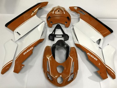 Best 2003-2004 Ducati 999 Motorcycle Fairings - White Brown Black