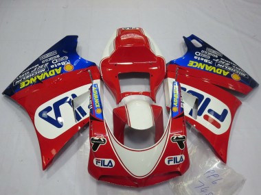 Best 1993-2005 Ducati 748 916 996 998 Motorcycle Fairings - White Red Blue Fila