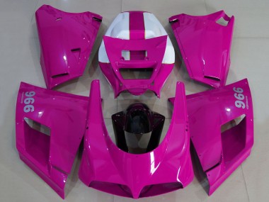 Best 1993-2005 Ducati 996 Motorcycle Fairings - Glossy Pink White Black
