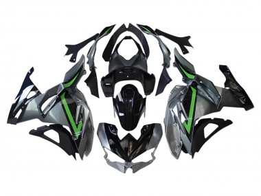 Best 2024-2025 Kawasaki Ninja 500 EX500R Motorcycle Fairings - Grey Green Black