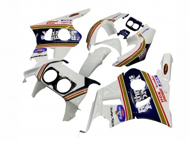 Best 1990-1999 Honda CBR400RR NC29 Motorcycle Fairings - White Gold Red Dark Blue Rothmans