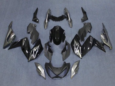 Best 2015-2016 Kawasaki Z250/Z300 Motorcycle Fairings - Glossy Black Silver