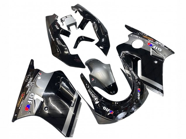1989-1990 Kawasaki ZXR250 Motorcycle Fairings - Glossy Black Grey Elf Touch4 Bridgestone