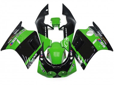 Best 1989-1990 Kawasaki ZXR250 Motorcycle Fairings - Green Glossy Black Elf Touch4 Bridgestone