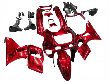 Best 1993-2007 Kawasaki ZZR400 Motorcycle Fairings - Red Black Flame