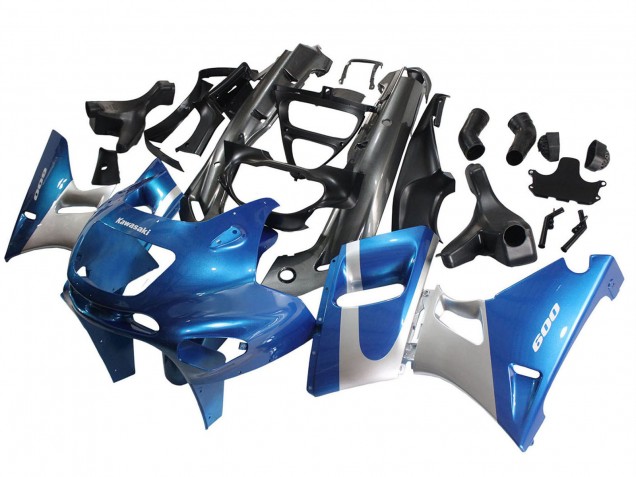 1993-2007 Kawasaki ZZR400 Motorcycle Fairings - Blue Silver Black
