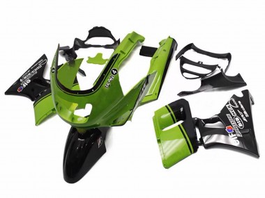 Best 1993-2007 Kawasaki ZZR400 Motorcycle Fairings - Green Glossy Black Elf Touch4 Bridgestone