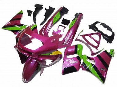 Best 1993-2007 Kawasaki ZZR400 Motorcycle Fairings - Deep Pink Green EVA Racing