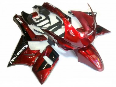 Best 1993-2007 Kawasaki ZZR400 Motorcycle Fairings - Red Glossy Black