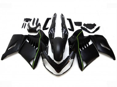 Best 2007-2009 Kawasaki GTR1400/ZG1400 Motorcycle Fairings - Matte Black Green Lines