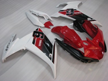 Best 2009-2015 Yamaha FZ6R Motorcycle Fairings - Red White Black 6