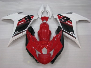 Best 2009-2015 Yamaha FZ6R Motorcycle Fairings - Red White Black 6