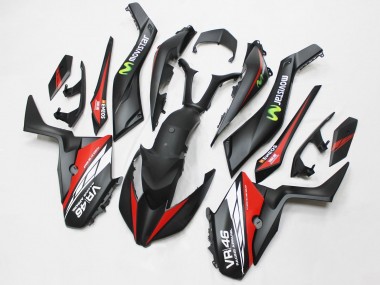 Best 2017-2021 Yamaha XMAX300 Motorcycle Fairings - Matte Black Red MoviStar ENEOS 46