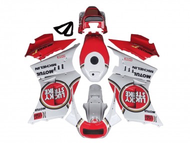 Best 1984-1987 Suzuki RG400 RG500 RG400/500 Motorcycle Fairings - White Red Lucky Strike Motul Michelin