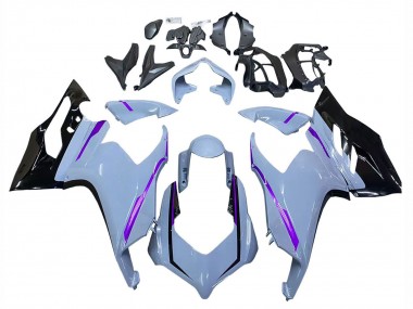 Best 2020-2024 Ducati Panigale V2 Motorcycle Fairings - Glossy Grey Purple Glossy Black