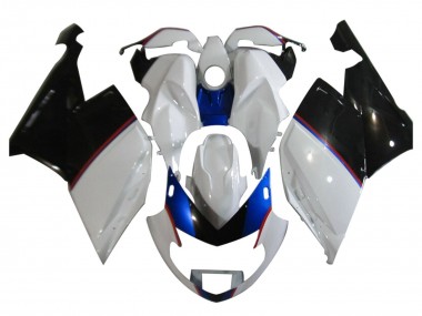 Best 2005-2010 BMW K1200S Motorcycle Fairings - White Blue Glossy Black