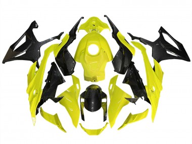 Best 2023-2024 BMW S1000RR Motorcycle Fairings - Yellow Black Carbon Fiber