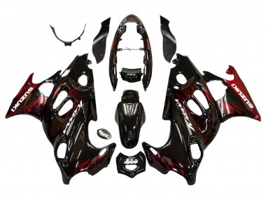 Best 2004-2006 Suzuki GSX600F/GSX750F Motorcycle Fairings - Glossy Black Red Flame