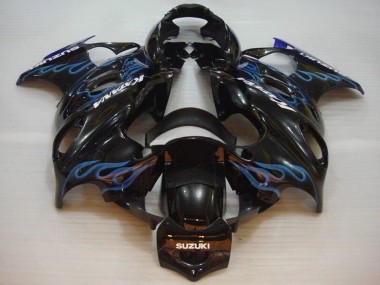 Best 2004-2006 Suzuki GSX600F/GSX750F Motorcycle Fairings - Glossy Black Blue Flame