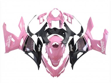 Best 2018-2024 Kawasaki Ninja 400 Motorcycle Fairings - Pink Matte Black Honeycomb