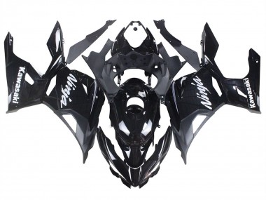 Best 2018-2024 Kawasaki Ninja 400 Motorcycle Fairings - Glossy Black Matte Black White Decals