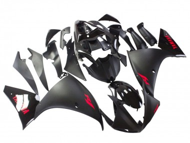 Best 2009-2011 Yamaha YZF 1000 R1 Motorcycle Fairing - Matte Black Red Decal
