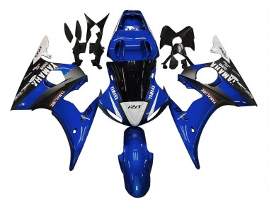 Best 2006-2009 Yamaha YZF R6S Motorcycle Fairings - Blue White Glossy Black Yamalube