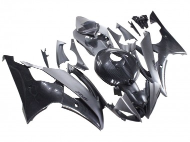 Best 2008-2016 Yamaha YZF 600 R6 Motorcycle Fairings - Grey Black Carbon Fiber Style