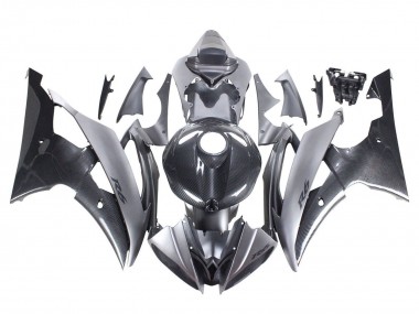 Best 2008-2016 Yamaha YZF 600 R6 Motorcycle Fairings - Grey Black Carbon Fiber Style