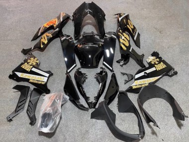 Best 2021-2025 Kawasaki ZX10R Motorcycle Fairings - Glossy Black Gold Elf Snow