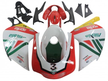 Best 2000-2005 Aprilia RS125 Motorcycle Fairings - White Yellow Green Black Alitalia 3
