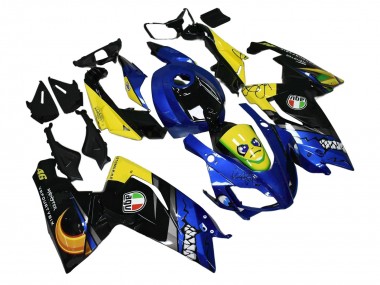 Best 2006-2011 Aprilia RS125 Motorcycle Fairings - Blue Yellow Black Shark