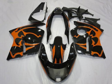 Best 1996-2007 Honda CBR1100XX Blackbird Motorcycle Fairings - Glossy Black Orange Flame