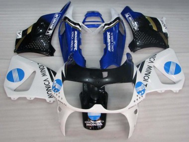 Best 1994-1995 Honda CBR900RR 893 Motorcycle Fairings - White Blue Glossy Black Konica Minolta