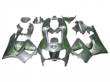 Best 1998-1999 Honda CBR900RR 919 Motorcycle Fairings - Silver Green Flame