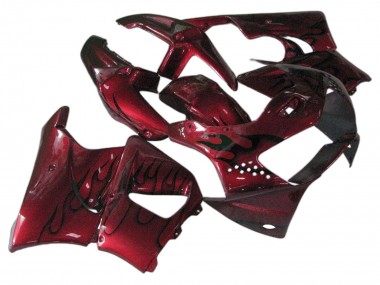 Best 1998-1999 Honda CBR900RR 919 Motorcycle Fairings - Dark Red with Black Flame