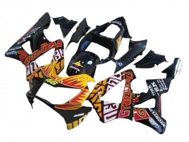 Best 2000-2001 Honda CBR900RR 929 Motorcycle Fairings - Glossy Black Orange Repsol Rossi