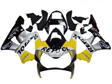 Best 2000-2001 Honda CBR900RR 929 Motorcycle Fairings - Yellow Silver Glossy Black Repsol