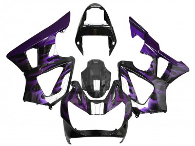 Best 2000-2001 Honda CBR900RR 929 Motorcycle Fairings - Glossy Black Purple Flame