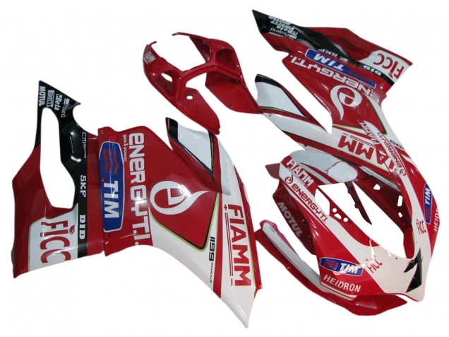 2011-2014 Ducati 1199 Motorcycle Fairings - White Red Glossy Black Fiamm 7