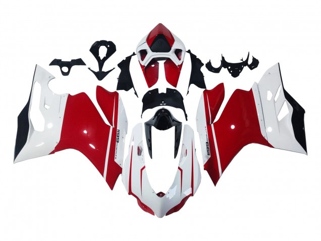 2011-2014 Ducati 1199 Motorcycle Fairings - White Red Glossy Black