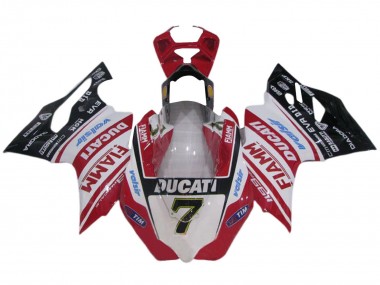 Best 2011-2014 Ducati 1199 Motorcycle Fairings - White Red Glossy Black Fiamm Valsir 7