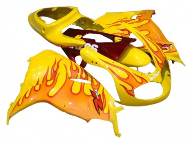 Best 1998-2003 Suzuki TL1000R Motorcycle Fairings - Yellow with Red Flame