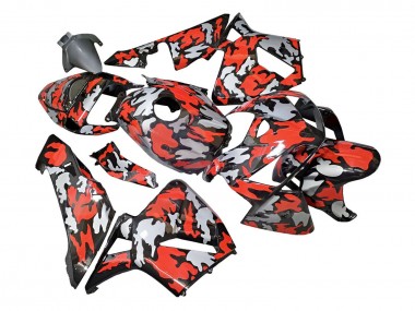 Best 2005-2006 Honda CBR600RR Motorcycle Fairings - Black with Red Grey Camouflage