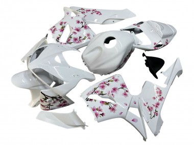 Best 2005-2006 Honda CBR600RR Motorcycle Fairings - White with Cherry Blossom